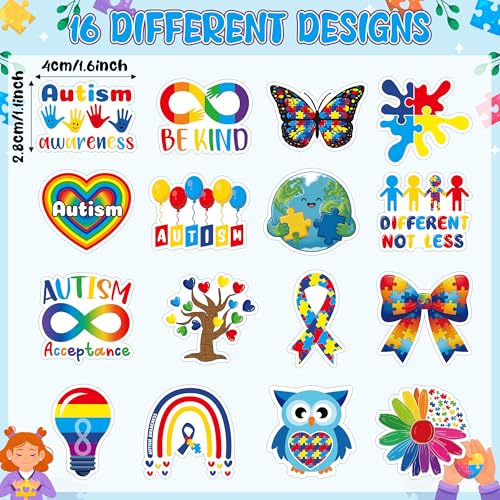 BeYumi Autism Awareness Roll Stickers - 1000Pcs Puzzle Pieces Ribbon Stickers in 2 Rolls Waterproof Vinyl Autism Asperger's Awareness Decals for Laptop Notebook Bottle Luggage Gift Decor for Kids Teen - style: Autism Awareness Style 3