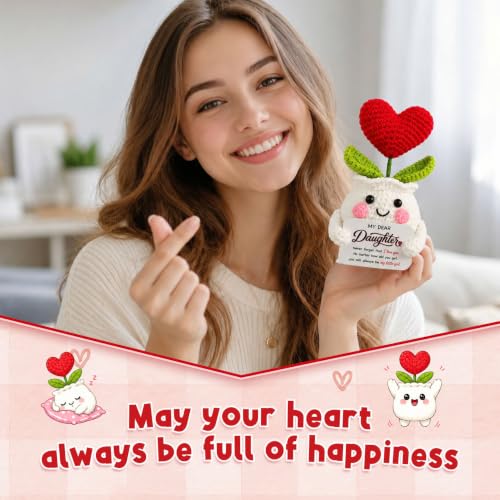 Positive Crochet Heart Flower for Daughter Birthday Gifts, To My Daughter - color: Granddaughter