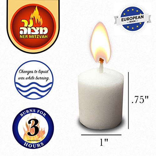 Ner Mitzvah 3 Hour Neironim Candles - Shabbat and Votive Wax Candle - 24 Count