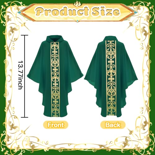 Clergy Vestments Chasuble Cross Robe Priest Cloak Church Mass - color: Green