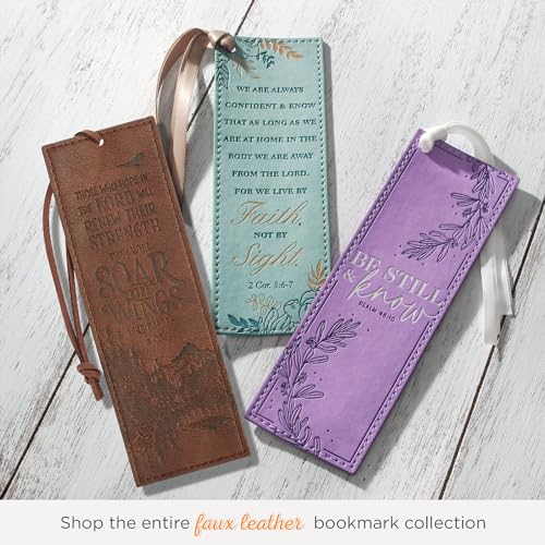 Christian Art Gifts Faux Leather Scripture Bookmark: Wings Like Eagles