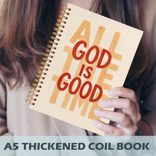 Yhtrg God Is Good Christian Spiral Hardcover Notebook, Cream and Burnt Orange Inspirational Writing Journal, Religious Faith Prayer Notebook for Bible Study Daily Journaling, 5.5x8.3 - color: Cream and Burnt