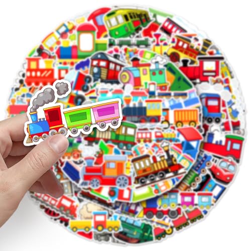100PCS Train Stickers for Teens Adults Boys,Transportation Vehicle Waterproof Decals for Water Bottles Luggage Computer Mobile Phone Skateboard Helmet Bike Bicycle Laptop Refrigerator Notebook - color: Train