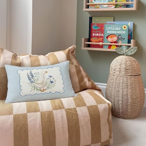 Blue Goose Nursery Decor Throw Pillow Cover 12x20 Pillowcases - color: 03- Goose-blue(12x20)