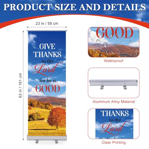 Ceenna 24 x 63 Inch Fall Church Banners for Sanctuary, Retractable Pull‑up - style: Fall Religious