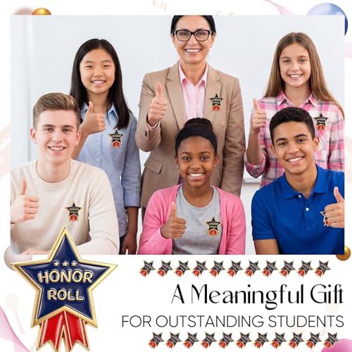 Knitgrip Award Lapel Pins Bulk Academic Recognition Enamel Pins Honors Gift for Student Office Government Club Members - style: Honor Roll