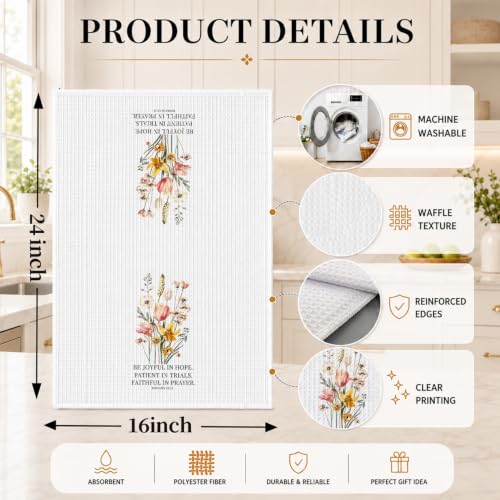 Floral Christian Kitchen Hand Towels 16x24 Inch - color: Floral Christian