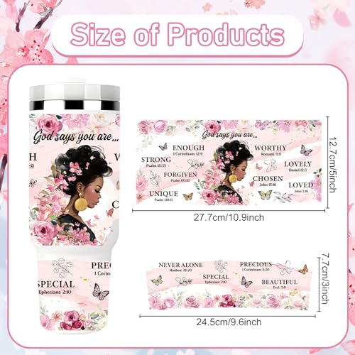Rngmsi UV DTF Cup Wrap - 3 Set Black Women UV DTF Cup Wrap for 40 oz Tumbler, African American Black Girl Inspirational Uvdtf Decals for Girls Women, Waterproof Rub on Transfer Stickers, DIY Crafts - style: black women