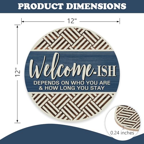 Farmhouse Welcome-ish Blue Front Door Sign, Inspirational - color: Welcome-ish