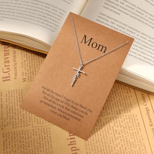 Lcherry Faith Cross Pendant Necklace for Women Religious Christian Jewelry Birthday Christmas Gifts for Women - style: 5-Mom