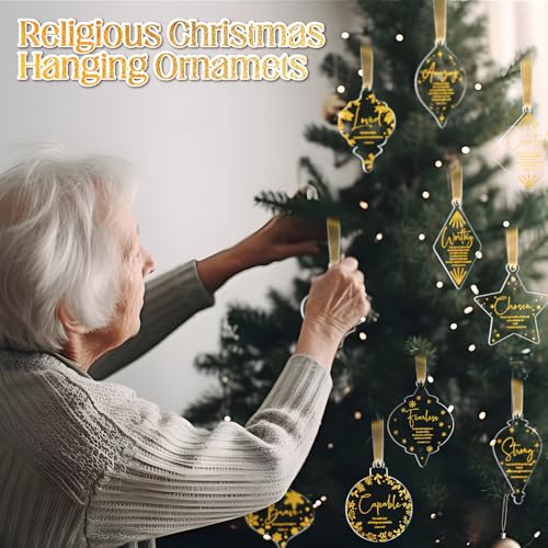Kasyat 10 Sets Christian Tree Ornaments Bulk Clear with Cards, Casual - style: Casual