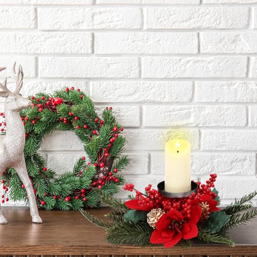 Suncalla 16 Inch Poinsettia Christmas Centerpiece Artificial Tabletop Decor