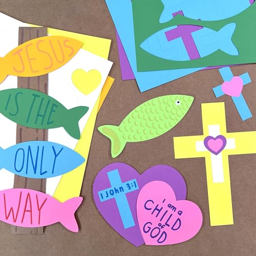 Cross Heart Fish Cutouts, Bright Colors, 232 Piece