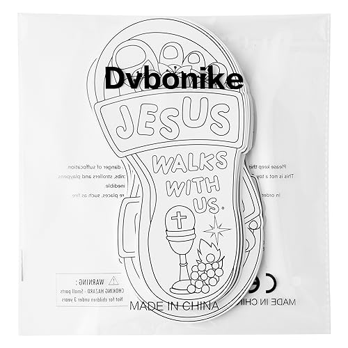 Dvbonike 24Pcs Jesus Walks with Us Sunday School Religious Coloring Crafts - color: Footprint
