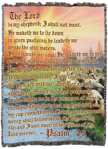 Pure Country Weavers The Lord is My Shepherd 2 Blanket - Scriptures - Psalm 23 - Religious Gift Tapestry Throw Woven from Cotton - Made in the USA (72x54) - color: Shepherd 2, size: 72" x 54"