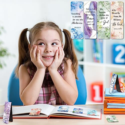 Chinco 30 Pcs Magnetic Bookmarks Christian Bookmarks Bulk Bible Verse Inspirational Scripture Page Clips for Women, Childrens, Kids, Teachers, Mothers Day, Church Supplies, School Gifts (Floral)