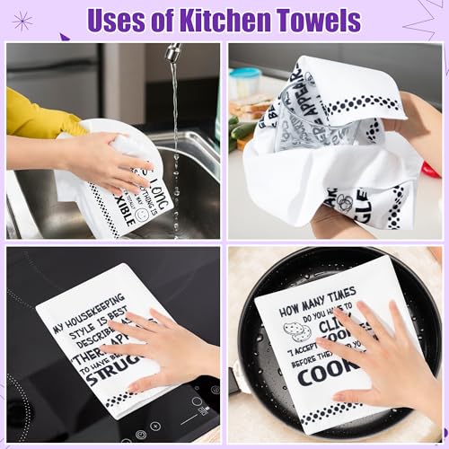 R HORSE Funny Saying Kitchen Dish Towels - 5Pcs Adult Sarcasm Cleaning Dishcloth Humor Sarcasm Word Absorbent Bar Quick Dry Hand Towel Tea Towels Birthday for Women Men Housewarming Decor - color: Funny Saying