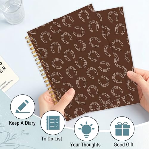 Western Horseshoe Spiral Notebook 5.5x8.3 - color: White Western Horseshoe