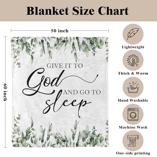 Christian Bible Verse Blanket, Christian Gifts for Women Men, Give It to God and Go to Sleep Religious Scripture Throw Blankets for Home Bedroom Living Room Couch Sofa, 50x60 Inches - color: Give It to God