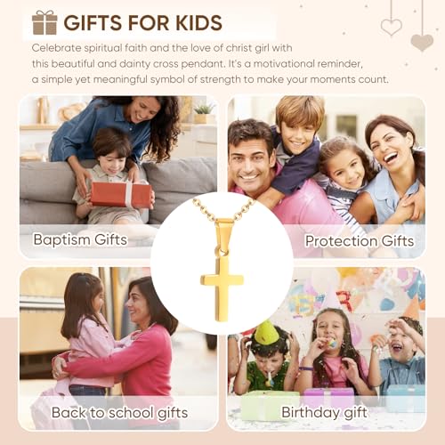 Gold Plated/Silver/Black Cross Chain Necklace Gifts for Boys Girls Son - color: Gold, style: Joshua 1:9