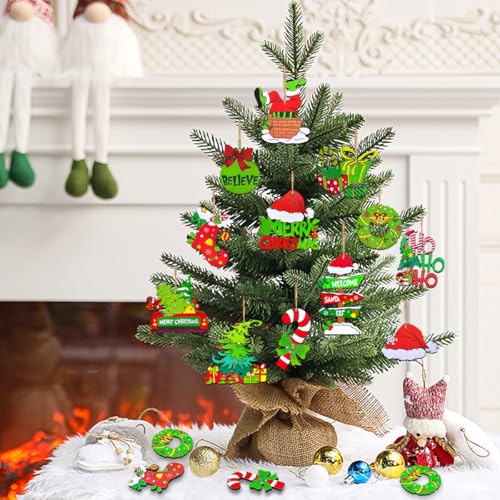 12 Piece Christmas Tree Decorations Set, Wooden Christmas Ornaments Bulk - style: ornaments set