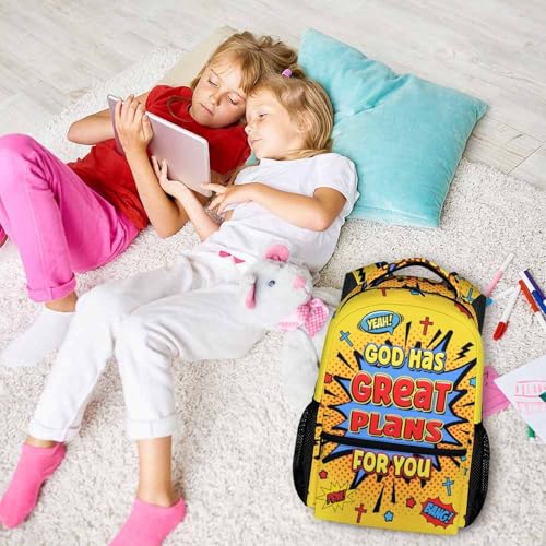 Kids Backpack Schoolbag for Boys Girls, Christian Gift Lightweight Backpacks for Kindergarten Primary Elementary Middle - color: Yellow