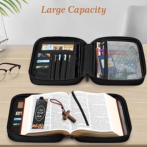 FINPAC Bible Cover, Carrying Book Case Bible Bag with Handle - color: Floral Black