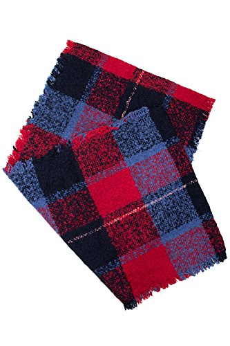 ScarvesMe Women's Check and Plaid Soft Infinity Loop Winter Fall Warm Scarf - color: Easc8909_blue