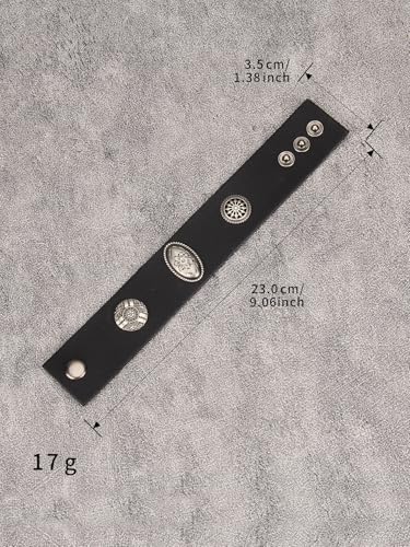 GelConnie Punk Leather Cuff Bracelet Adjustable Straps Wrap Bracelets Arm Armor Cuff Gothic Leather Wristbands for Men, Women - color: MLPB113-Black
