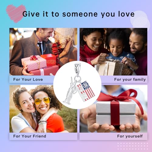 LUXILLA Love You Best Friend Grandma Wife Heart Charm 925 Sterling Silver Charms Fit for Bracelets Necklace Jewelry Gift for Women - color: 250th Statue of Liberty Charm
