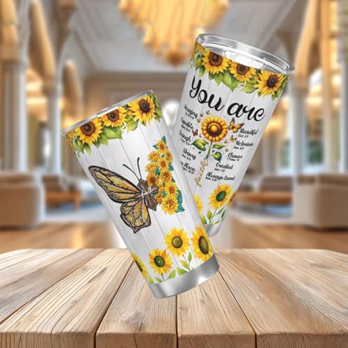 Christian Gifts for Women, Inspiration Religious Gifts, Bible Verse Encouragement Gifts, Thank You Gifts, Birthday Gifts for Women, Mom, Friend, Sister -20 Oz Stainless Steel Tumbler - color: Straw Three-piece Set 1