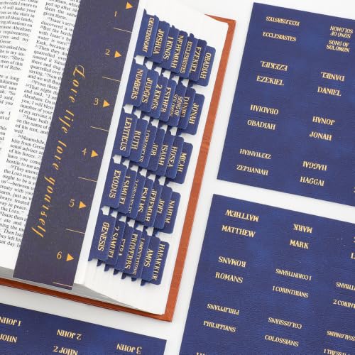 Leather Bible Tabs, Bible Tabs for Women and Men(Gold Foil Lettering) Large Print Stickers, Easy to Read and Apply, 66 Chapters & 14 Blank Labels for Easy Navigation, Bible Study Supplies(Blue) - style: Leather Blue