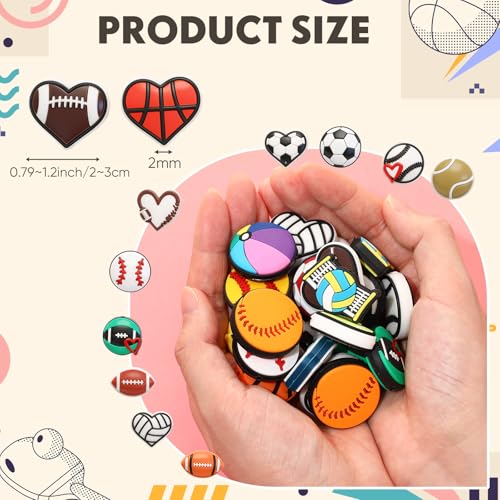 Tondiamo 60 Pcs Sports Ball Silicone Focal Beads for Pens Bulk Sports Theme Silicone Focal Bead for Beaded Pen Necklace Bracelet Charms Keychain Making Jewelry Making DIY Gifts (Ball) - style: Ball