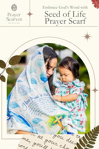 Seed of Life Prayer Scarf - Psalm 1 - Soft, Lightweight 28"x70" Christian Gift for Women, Bible Verse Shawl for Devotion