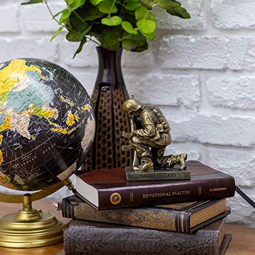 Dicksons Duty Faith God Praying Soldier 5 inch Gold Resin Stone Table Top Figurine - style: Duty Faith God Praying Soldier