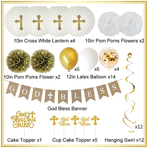 Baptism Decorations for Boys Girls First Communion Decorations - color: Gold
