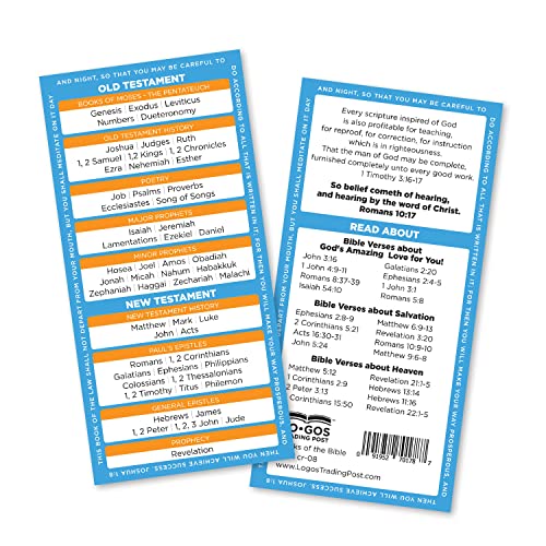 Books of the Bible Bookmarks, Bulk Pack of 10 Large Christian Devotional Guides for Bible Studies & Sunday School, Bible References to Read About Heaven, Salvation, & God's Amazing Love for You - size: Pack of 10