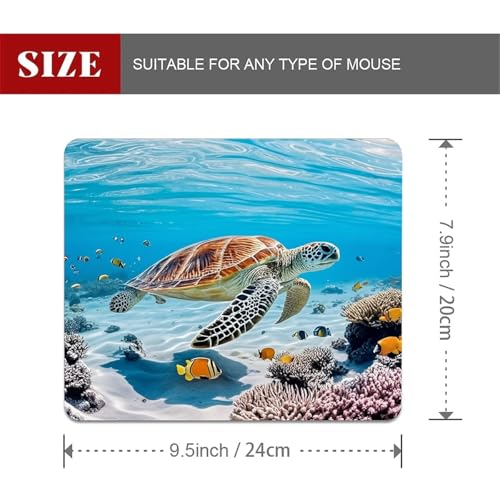 Square Mouse Pad Sea Turtle, Personalized Premium-Textured Custom Mouse Mat Design, Washable Mousepad Cloth, Non-Slip Rubber Base Computer Mouse Pads for Wireless Mouse - color: S3039 Sea Turtle