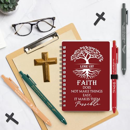 Kosiz 100 Pcs Bible Verse A6 Spiral Notebooks Bulk with Pens, Retro Color - color: Retro Color