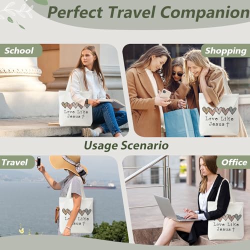 Tote Bag for Women,Shoulder Bag for Work Beach Travel and Shopping Grocery Jesus FBD - color: Love Like Jesus