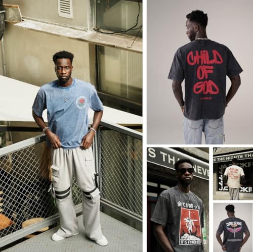 Christian Oversized T Shirt for Men Women - Lost Sheep Psalm 99 Faith Graphic Tees Vintage Washed Cotton Religious Jesus Gift - color: Black, size: 4X-Large