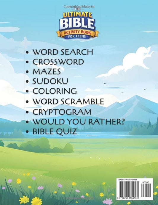 The Ultimate Bible Activity Book for Teens: 200+ Easy Fun Puzzles, Coloring Pages, Mazes, Word Games & Scripture-Based Challenges to Learn God’s Word Through Play (Age 10-16)