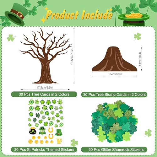 Bafeil 30 Set St. Patrick's Day Trees Craft Kits Make Your Own DIY Tree Decoration Irish Saint Patrick Day Shamrock Sticker Art Craft for St Patricks Day Classroom Home Activity Party Favor Supplies - color: St Patricks Trees Craft