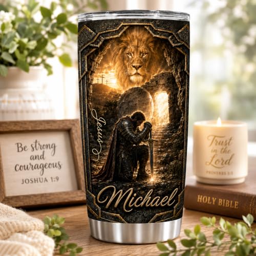 Personalized Christian Gifts For Men - A Child Of God Warrior Christ Man Of Faith Tumbler V5 - Faith Bible Religious For Dad, Husband, Grandpa on Fathers Day, Christmas, Birthday - color: CH-VAR-05
