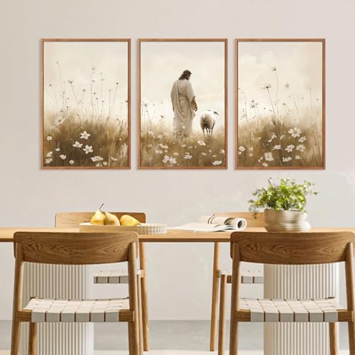 KAIRNE Christian Religious Scripture Prints Jesus Wall Art Set-24’’X36’’X3 - color: Jesus Lost Sheep, size: 24"L x 36"W