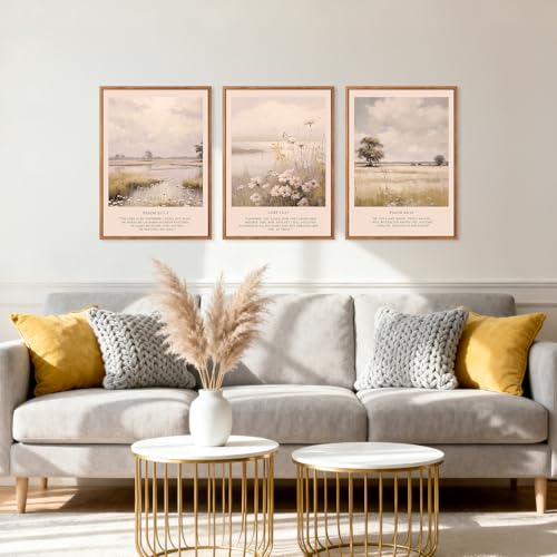 HPINUB Christian Bible Verse Framed Canvas Wall Art Set, (Set of 3,12X16 Inch) Modern Scripture Floral Wall Decor,Vintage Jesus Religious Natural Wildflower Art Print For Living Room,Prayer Room - color: Christian Bible Verse Wall Art