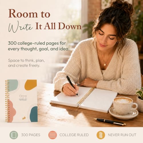 300-Page Hard Cover Notebook with Affirmations - B5 Spiral Bound - color: Keep Going