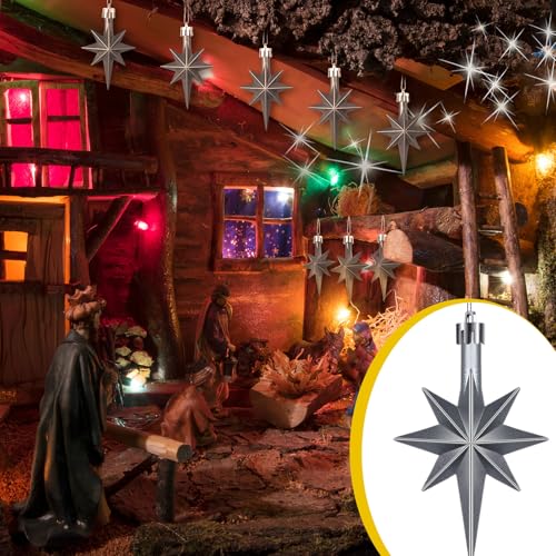 Syhood 12 Pack Iron Gray Bethlehem Star Ornaments Christmas Tree - color: Iron Gray