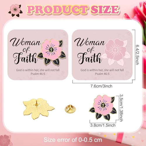 Sayglossy 30 Sets Woman of Faith Pins on Card Religious Flower Cross Pins with Cards Bulk Woman of Faith Christian Church Gifts Religious Lapel Brooches for Mother Day Birthday Gifts - style: Woman of Faith