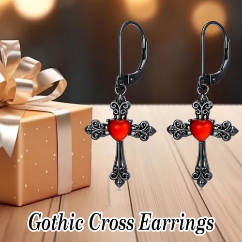 HPQQ Earrings for Women Sterling Silver Dangle Earrings Birthday Christmas Jewelry Gifts for Women Wife Mom - color: White Gold-Cross